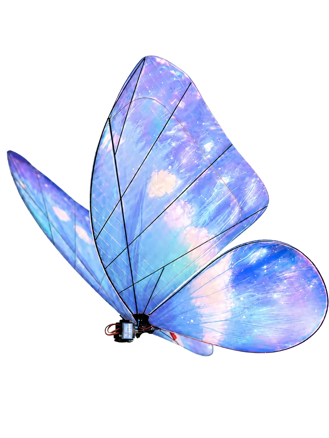 Assembled remote-control bionic butterfly in Aurora Blue