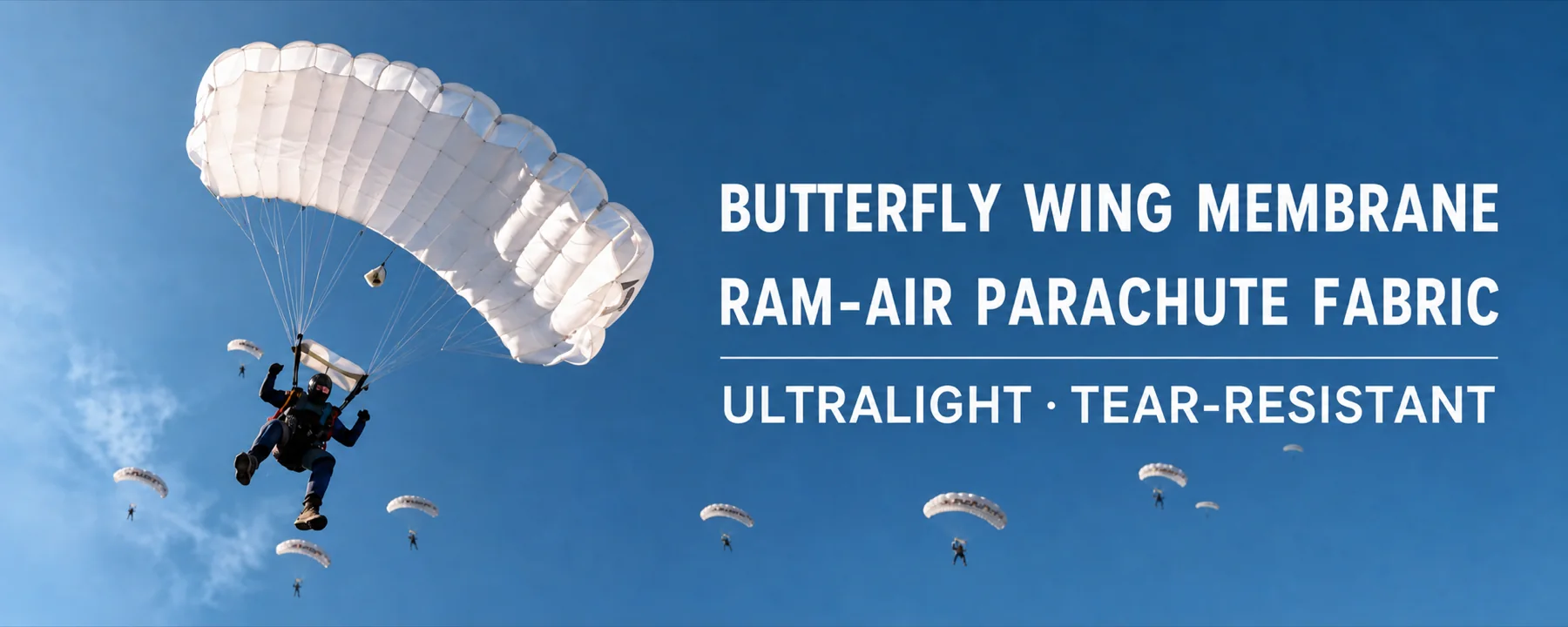 Ram-air parachute fabric reference for the ultralight butterfly wing membrane